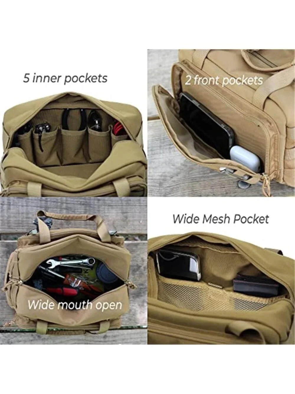 Brown Heavy Duty Tool Bag Molle Gear Organizer Utility Storage Travel Camping